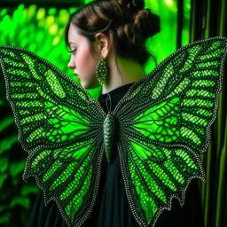 metal gothic green moth wings