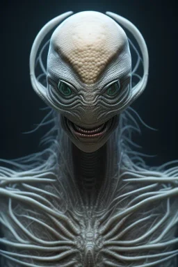 spider alien, head, evil, 8k, finely detailed, photo realistic, HR Giger style