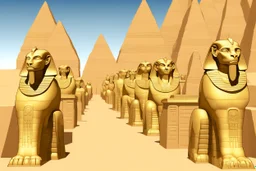 the alley of Egyptian glass sphinxes made of glass on the planet Gliese by artist "Dale Chiluhy"by artist "Science Fiction", perspective, vanishing point, symmetrical