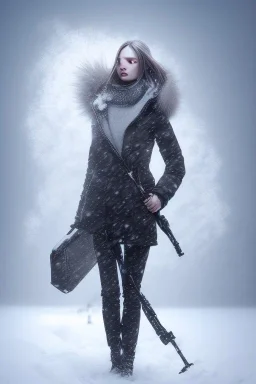 Girl in a snow storm