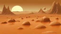 инопланетный пейзаж со скалами и растениями на Марсе