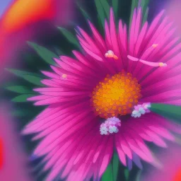 microphotography top-down view of a single flower, one flower, high definition, detail, HD, 8k, realistic, 3d rendering, blender, photography, fisheye, bulge, bokeh microbiology, intricate, detailed, blues, reds, yellows, greens, pinks, purples, oranges, indigos