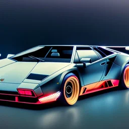 fullbody Drawing of 'Lamborghini Countach Redux',intricate detail,andrea bonelli,Kilian Eng,Ohrai,evan lee,three quarters frontal aerial view,toned colors,16k