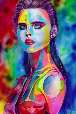 Danish singer MØ face ,watercolour,Abstract,