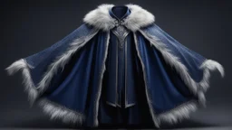 тёмно-синюю накидку, отороченную серебристым мехом, напоминающим иней