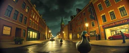 pin hole cam, master oil painting by Rembrandt, on cthulhu duck street