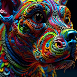 colourful ornate decorative man as a dog face,closeup, twisting, abstract psychedelic, 8 k, artstation.