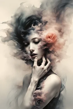 black smoke artistically takes the form of gloves by Ryohei Hase, Agnes Cecile, Raymond Swanland, Anne Bachelier, pastel smoky texture in hues of tranquility, an embodiment of minimalism with a stroke of simplicity, evoking serenity against a backdrop, black shimmering, fantasy art, backlit