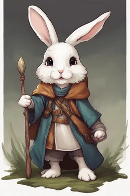 Cute bunny floppy ears adventurer wizard dnd art realism