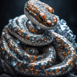 snake and spider marble statue covered with glowing crystals, high exposure, Professional photography, high contrast, bright vibrant colors, dark tone, high highlights, Intricate Patterns, Ultra Detailed, Luminous, Radiance, beautiful, Ultra Realism, Complex Details, Intricate Details, 8k, HDR, High Quality, Trending On Artstation, Sharp Focus, Studio Photo, Intricate Details,