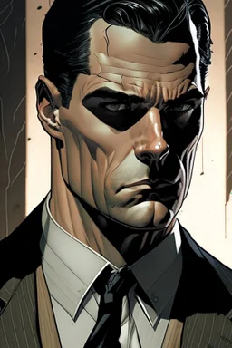 A comic portrait of Bruce Wayne