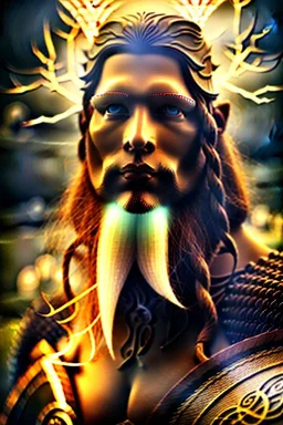 portrait photography of an ethereal beautiful god, Fire theme art, Dark moody lightning night atmosphere, Portrait of a Viking man by Michelangelo, 8K, close-up face, anatomically perfect face, big oak tree roots, ignore NSFW