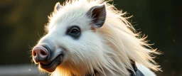 the high speed magical face of a fluffy mongolian panda horse pig with rider