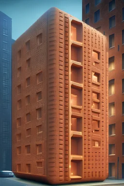 brick capsule hotel exterior