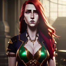 realistic, hyper detailed, strikingly beautiful young adult woman, ginger hair, green eyes, medium freckles, full lips, fantasy skimpy chain mail, full body and head, exposed b-cup breasts, determined expression, full frame, petite, ignore NSFW, shortbow, quiver on hip, sexy