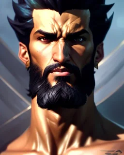 Akshan from League of Legends, Male, full-scale head and shoulders portrait, 8k resolution concept art portrait by Greg Rutkowski, Artgerm, WLOP, Alphonse Mucha dynamic lighting hyperdetailed intricately detailed Splash art trending on Artstation triadic colors Unreal Engine 5 volumetric lighting Splash art fantasy