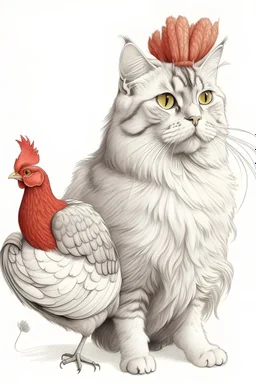 drawing cat combined with chicken
