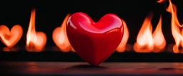 Heart Emoji on fire, cinematic, Fuji Film, Anamorphic lens, deep depth of field,