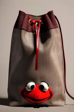 pret a porter bag made with muppet fabric, Sesame Street style, fashion photo studio, clean background, unreal engine 5, ray tracing, RTX, lumen lighting, ultra detail, volumetric lighting, 3d.