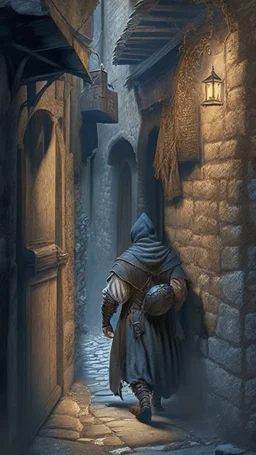 thief in a medieval alley