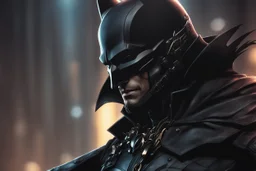 The batman who laughs in 8k solo leveling shadow artstyle, darkness them, cover face, full body, apocalypse, cover eyes, intricate details, highly detailed, high details, detailed portrait, masterpiece,ultra detailed, ultra quality