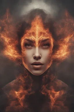 A captivating digital art piece portraying a woman with burning edges, creating a surreal and mesmerizing visual experience, (captivating digital art portraying woman with burning edges:1.4), (surreal and mesmerizing visual experience:1.5), (captivating and fiery ambiance:1.3)