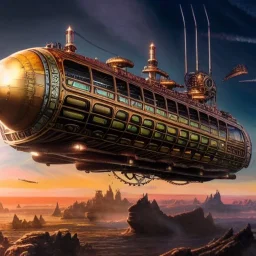 fullbody Drawing of 'sketch of steampunk Airship as in the movie mortal engines(2018)',intricate detail,andrea bonelli,Kilian Eng,Ohrai,evan lee,Aleksandr Sidelnikov,KyuYong Eom,three quarters frontal aerial view,toned colors,32k