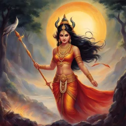 It was during this time that Surpanakha, a formidable demoness and sister of Ravana, came upon Sita's presence.Surpanakha, with her twisted form and ferocious demeanor, approached Sita, Surpanakha threatened and taunted Sita, hoping to intimidate her. But Sita, radiating an inner strength and unwavering devotion, remained composed and steadfast. She fearlessly stood her ground, refusing to yield to Surpanakha's menacing advances. With grace and dignity, Sita reminded Surpanakha of her rightful p