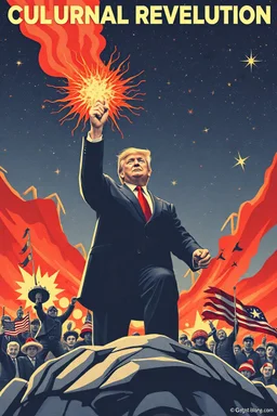 trump cultural revolution poster image in the style of shepard fairy