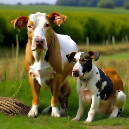 a dog and a cow