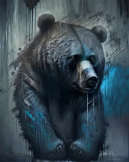 Bear graffiti dark art stunning Master piece