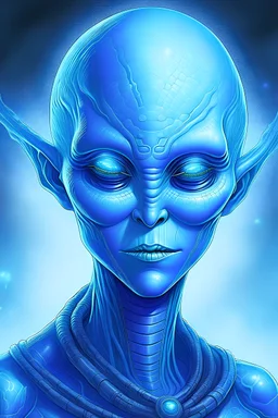serene blue-skinned alien mystic