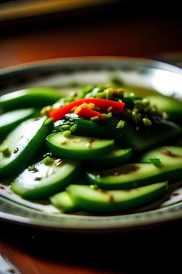 chinese small plate of seasoned cucumber