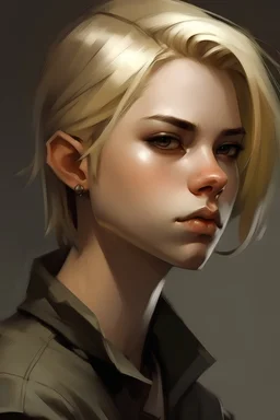 androgynous blonde teen, art by gabriel picol