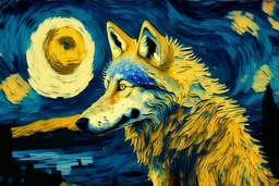 a wolf in van gogh style
