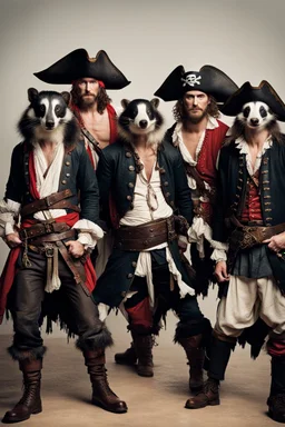 Men in pirate costumes with badger faces