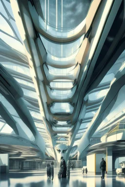 modern futuristic architectural design of Airports in 2100
