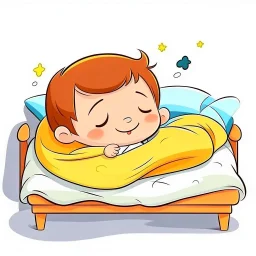 kid sleeping in their bed cartoon