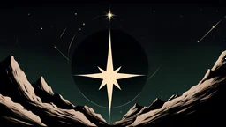 Minimalist Wallpaper, dark background, dark space view with only one shinning star, minimal wallpaper, painting,retro , NFT, HD, inspired by benoit mandelbrot and brian kesinger, wallpaper