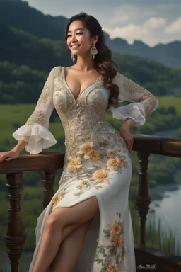 ((full shot body)) photo of the most beautiful artwork in the world featuring model, smiling, , High Detail, Sharp focus, dramatic, photorealistic, ultra sharp, ultra hd, hyper realistic, ultra realistic, ((((dress)))), trending on artstation, sharp focus, studio photo, intricate details, highly detailed, standing in nice pose in country side with river ,water fall ,rocky vally