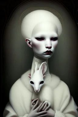 lady ermine, albino, bizarre, surreal, darkmood by natalie shau