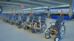 20 wheelchairs at airport gated