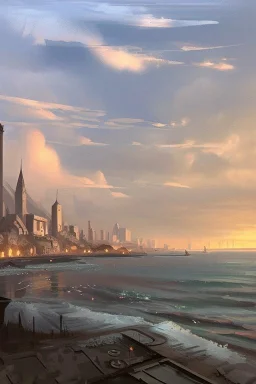 Can you make an old painting of a huge coastal city called matesolles..make it look french