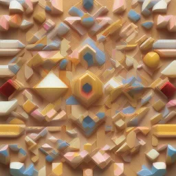 Wood, pastel colors, ,curves, crepusculare, monde, olive, brown, yelow, white, red, cubes, cups, abstract art,creme,