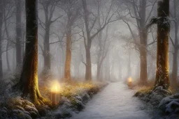 FOREST LANTERN WINTER PATH FALL