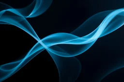 Ethereal abstract background with ethereal ribbons of blue and teal swirling gracefully through a dark space. The lighting is soft and diffused, catching the edges of the curves to reveal a delicate, flowing texture. Calm and meditative mood with a rich, dark color palette and sophisticated highlights.