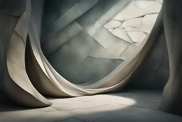 abstract surreal composition suggesting secrecy and quiet discovery, half-lit shadows, textures of silk and stone, faint glimmers of light seeping through cracks, muted cool color palette, soft haze and depth, mysterious yet inviting mood --ar 3:2 --v 6.1