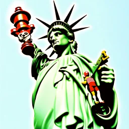 The Statue of Liberty holding a monkey wrench