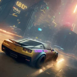 cyberpunk 2077 version of a chevy corvette c8