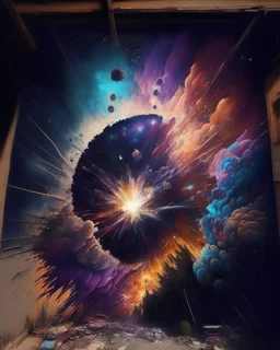 An amazing graffiti of a universe exploding